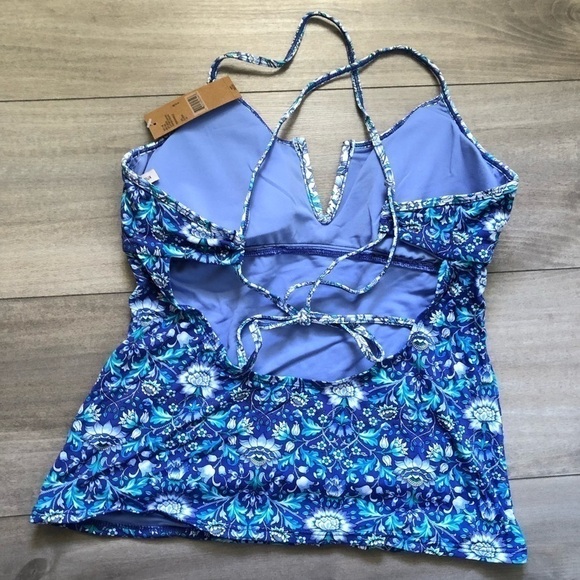 Cremieux Lavender Blue Floral Tankini Swim Top M - Picture 2 of 8